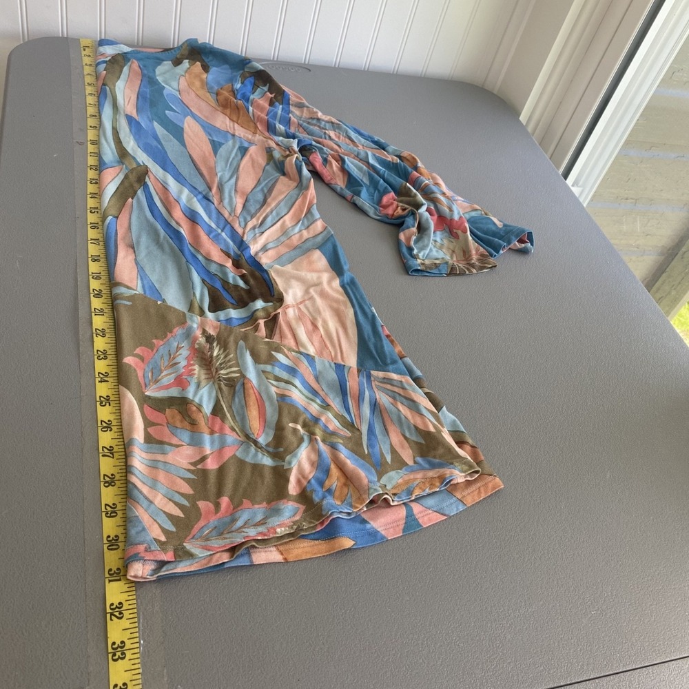 Soft Surroundings Womens Aqua Bloom Top Size Large Art To Wear Colorful Boho - Picture 8 of 9